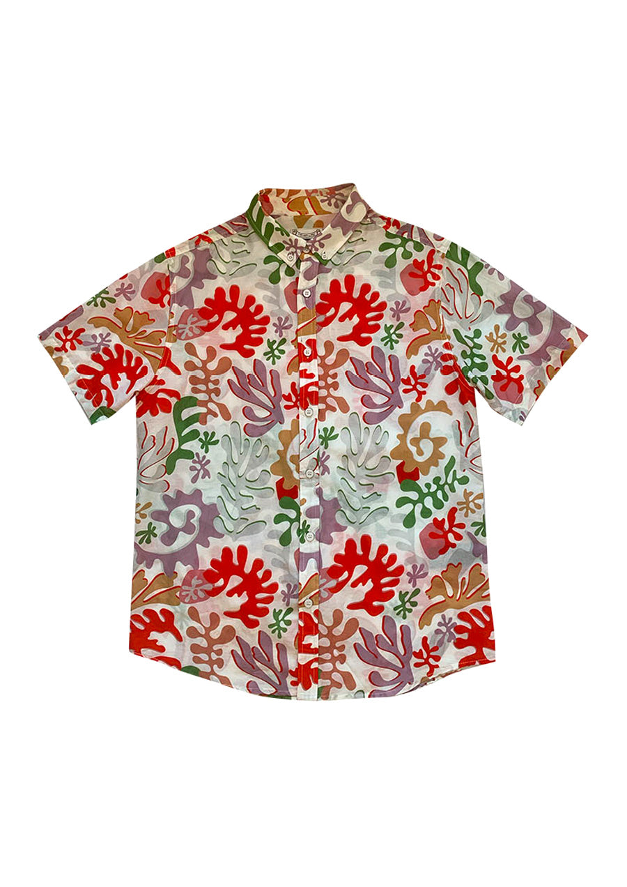 Coral Silk Blend Shirt