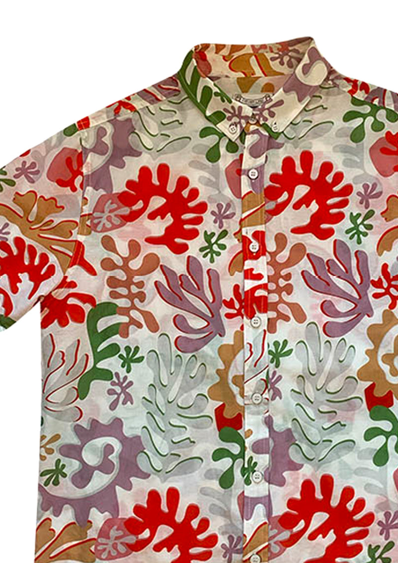 Coral Silk Blend Shirt