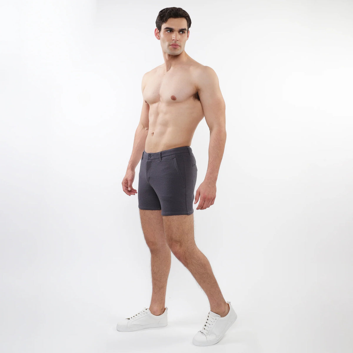 5" Textured Stretch Knit Short (Charcoal)