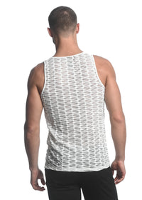 Stretch Gossamer Lace Tank Top (Off White Wave)