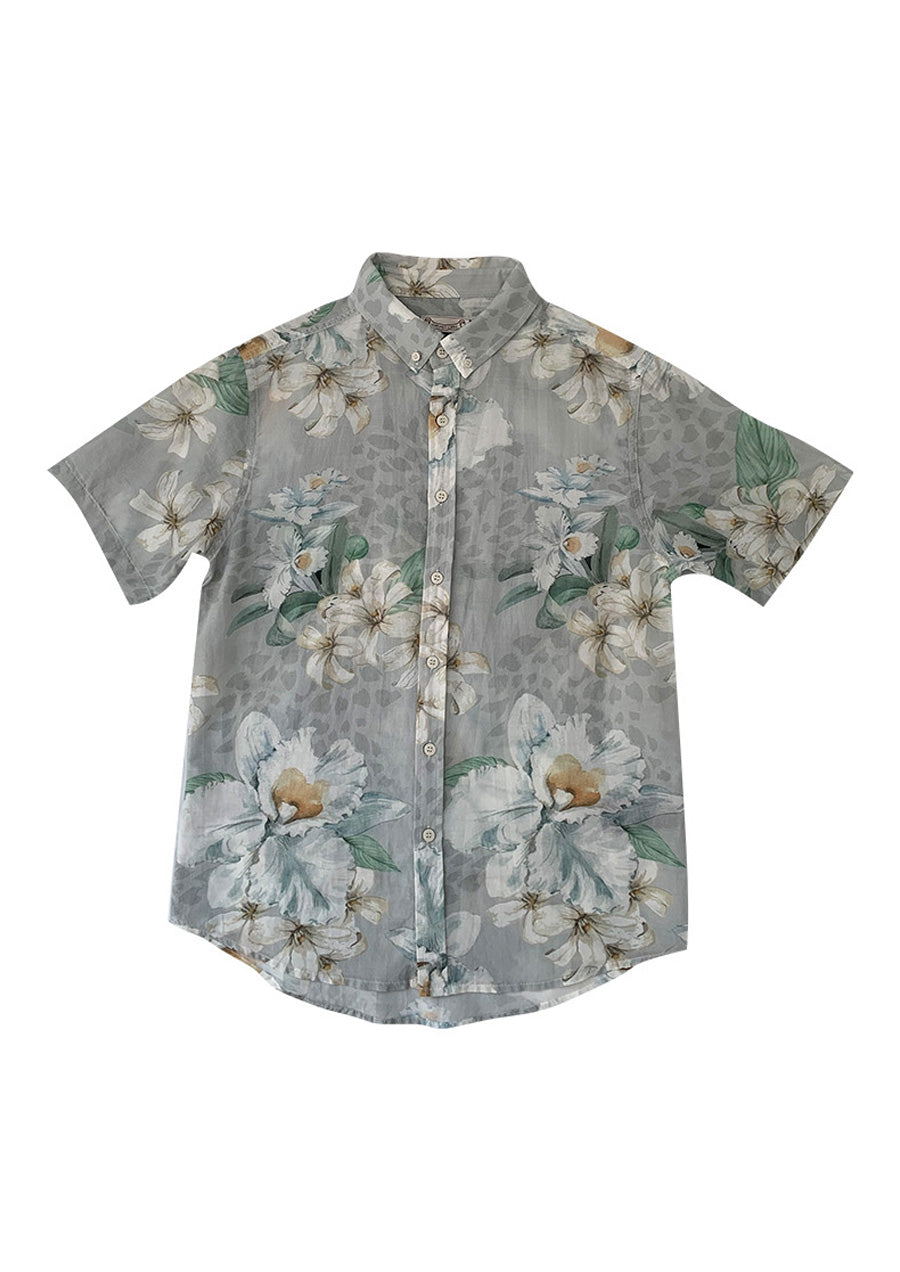 Slate Lily & Orchid Silk Blend Shirt