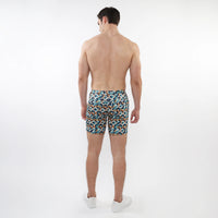 5" Printed Stretch Knit Short (Turquoise Ochre Parquet)