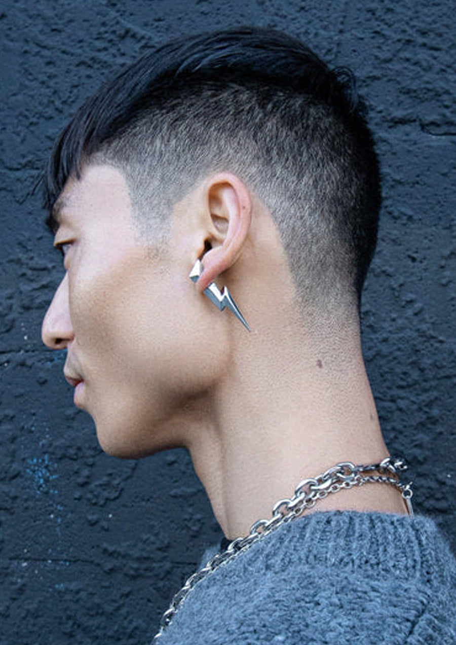 Strikethrough Bolt Earring (Silver)