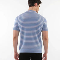 Silk/Tencel Textured Knitted Polo (Slate Pink)