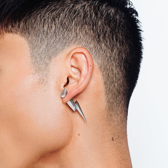 Strikethrough Bolt Earring (Silver)