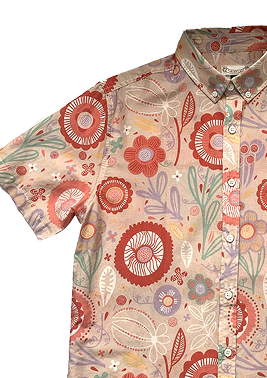 Red Flowers Silk Blend Shirt
