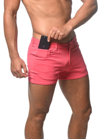 Stretch Knit Jean Short 3" Inseam (Flamingo)