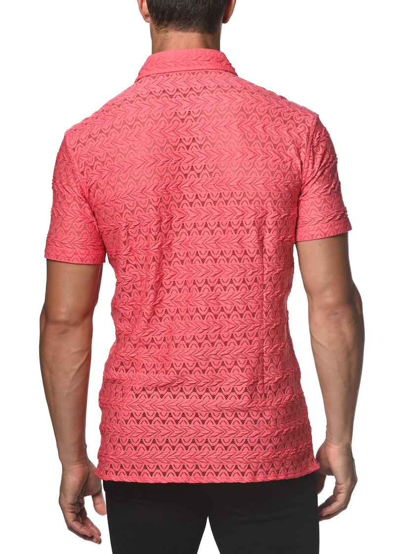 Stretch Knit Lace Gossamer Shirt (Pink Jelly Darts)