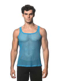 Mesh Tank w/ Side Tape (Cyan)