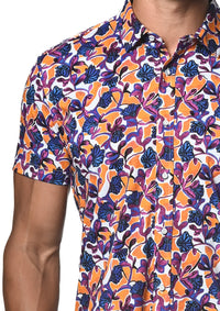Stretch Jersey Knit Shirt (Amber Violet Floral)