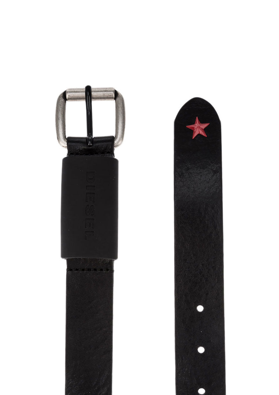 Star Stud Leather Belt (Black)