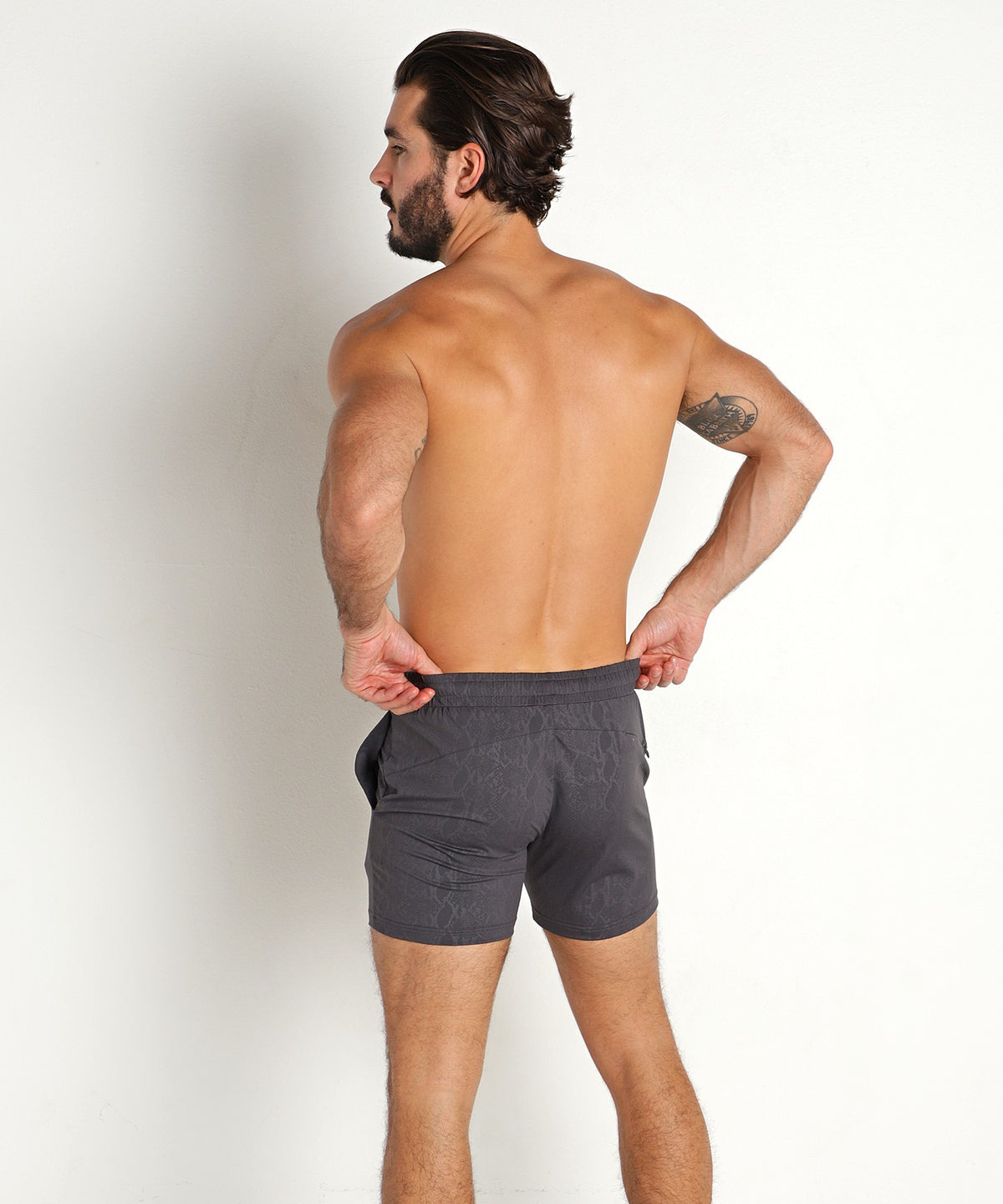 Embossed Python Stretch Performance Shorts (Grey)