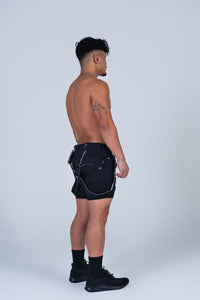 Romey Ripped Strap Shorts (Black)