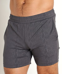 Embossed Python Stretch Performance Shorts (Grey)