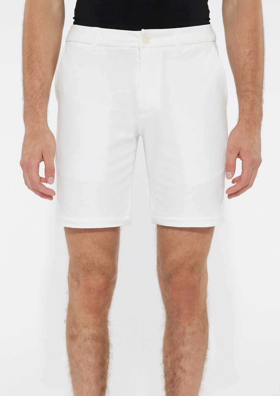 Solid Slub Knit Fleece Short (White)