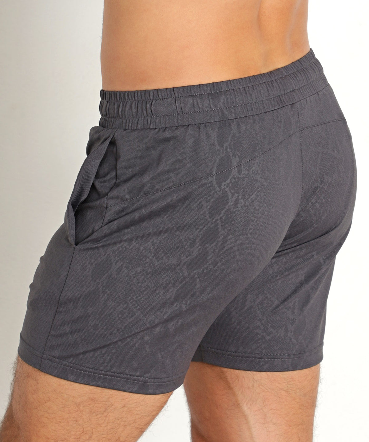 Embossed Python Stretch Performance Shorts (Grey)