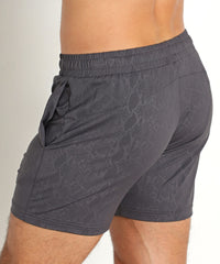 Embossed Python Stretch Performance Shorts (Grey)