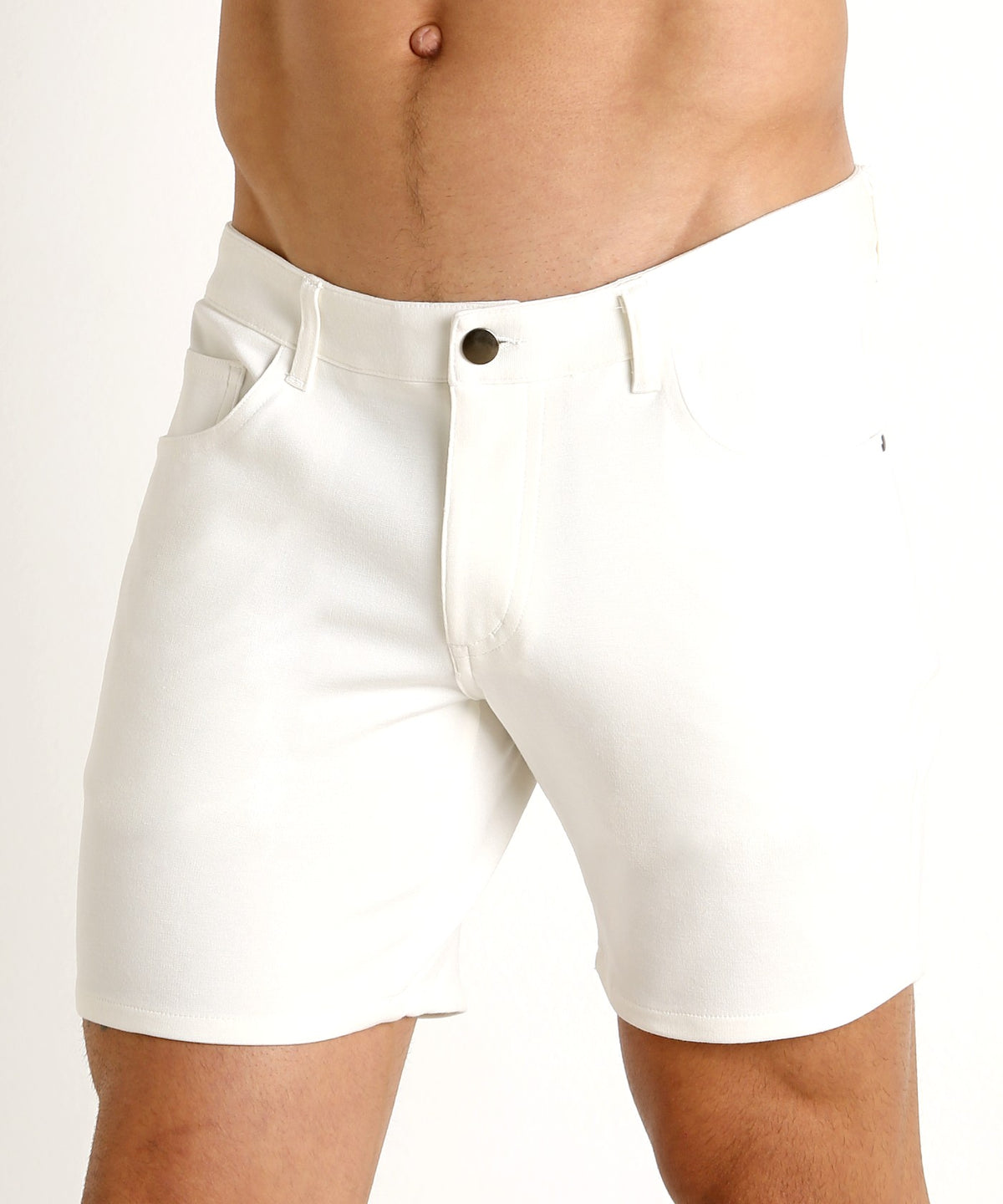 Stretch Knit Shorts (5" inseam) (White)