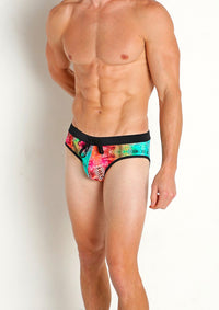 Freestyle Swim Brief w/Removable Cup (Teal Butterflies)