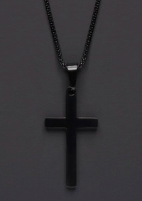 Large Black Cross Necklace (22")