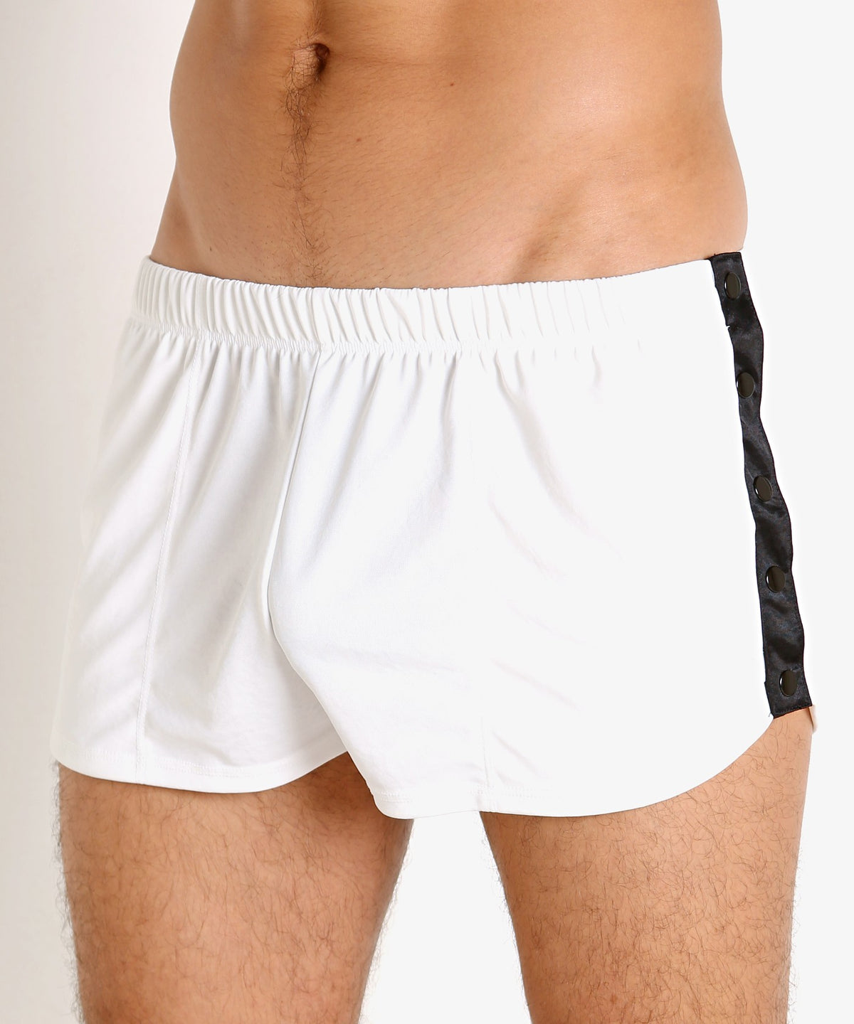 Matte Jersey Snap Shorts (White)