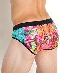Freestyle Swim Brief w/Removable Cup (Teal Butterflies)