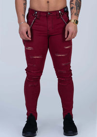 Andy Phucked Up Strapped Denim (Cherry)