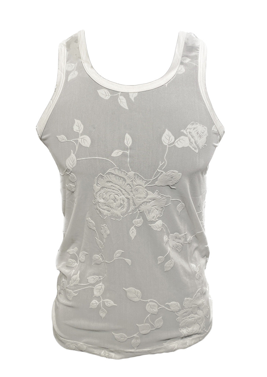 Rose Lace Tank (White)