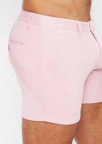 Linen Look Stretch Knit Shorts (Pink Bud)
