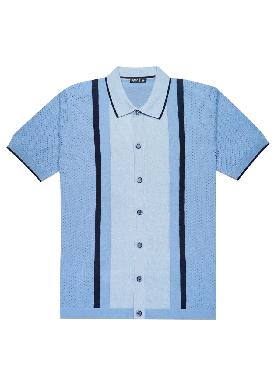 Varsity Knit Short Sleeve Shirt (Lt Blue)