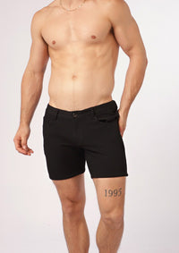 Textured Jacquard Knit Shorts (Black)