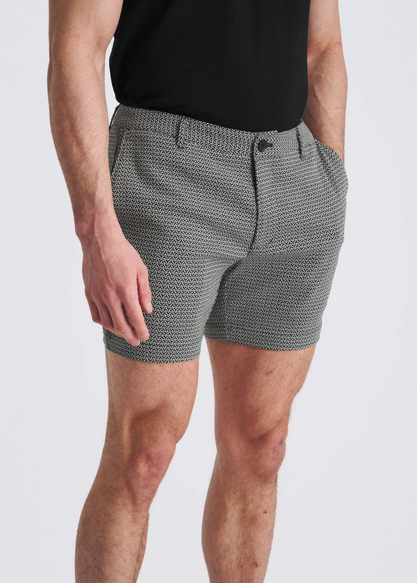 Textured Stretch Chino Short (Black/White)