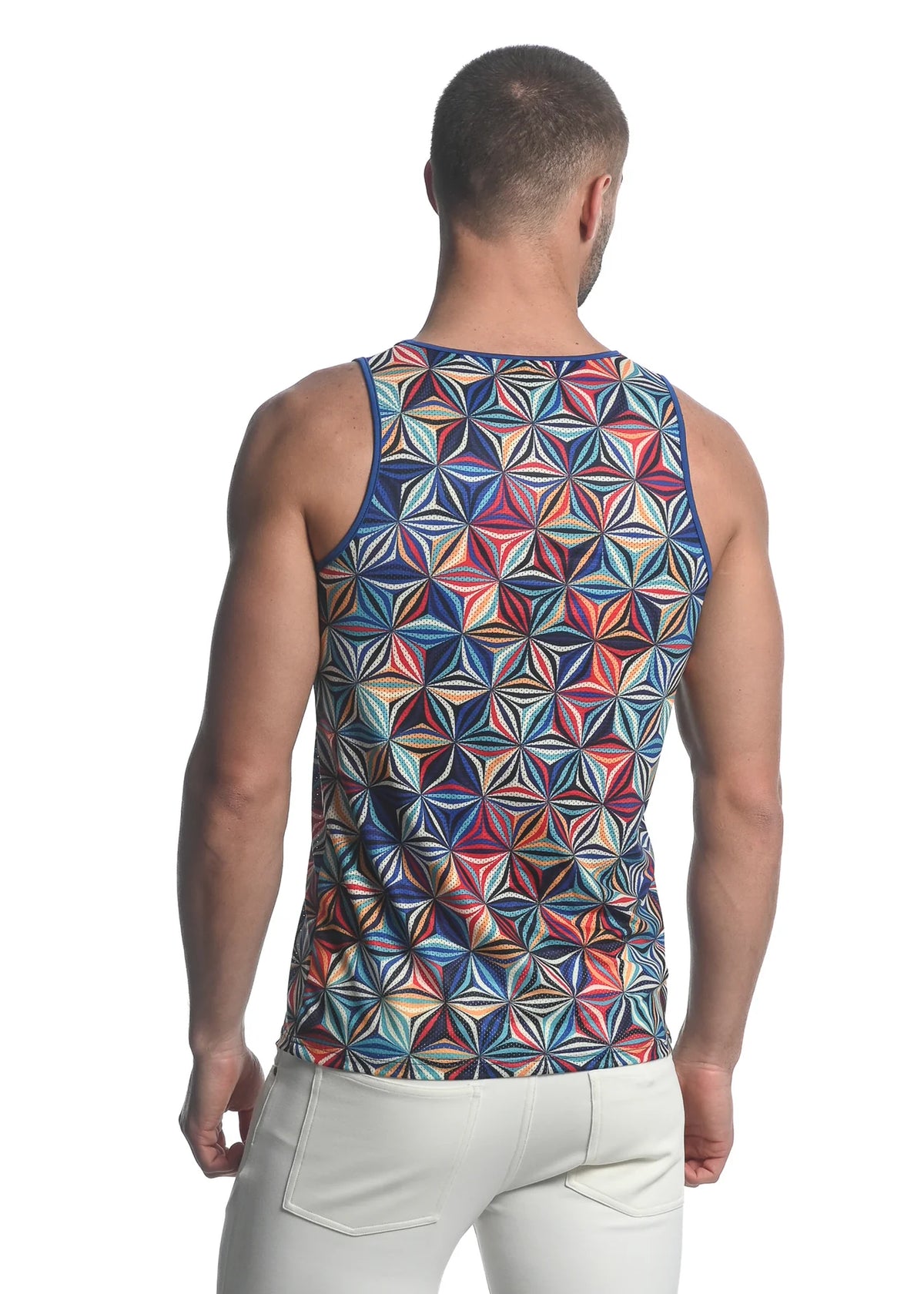 Printed Mesh Tank Top (Royal Gold Abstract)