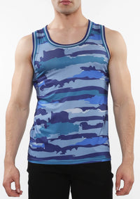 Printed Mesh Tank Top (Cobalt Camo)