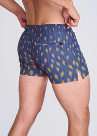 Printed Seersucker Swim Shorts (Navy/Peacock)
