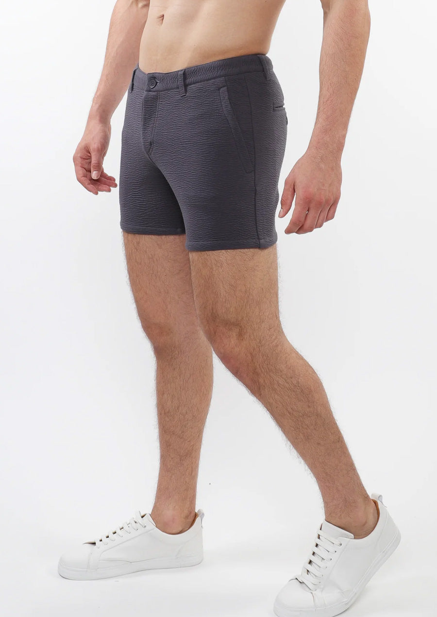5" Textured Stretch Knit Short (Charcoal)