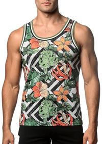 Printed Mesh Tank Top (Spruce Fauna)