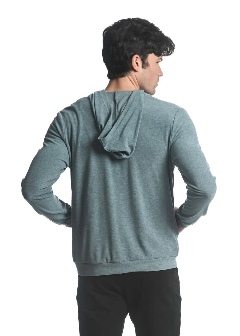 Stretch Knit Zip-Up Hoodie (Pool)