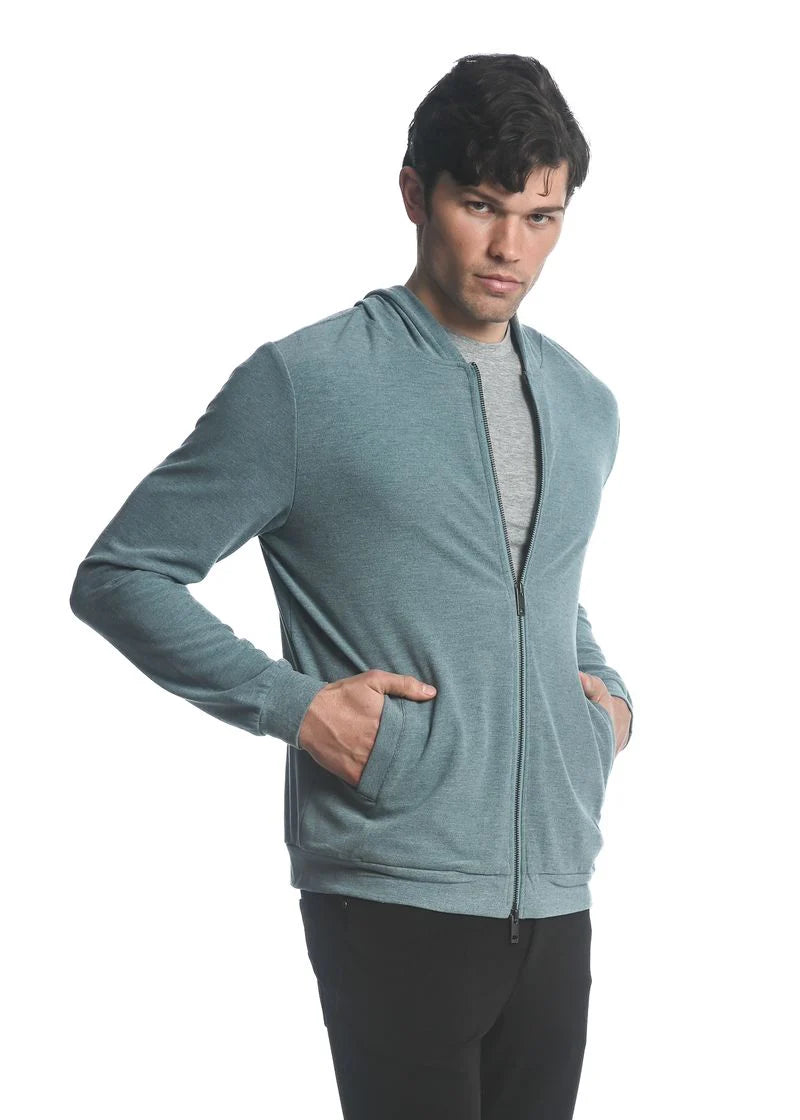 Stretch Knit Zip-Up Hoodie (Pool)