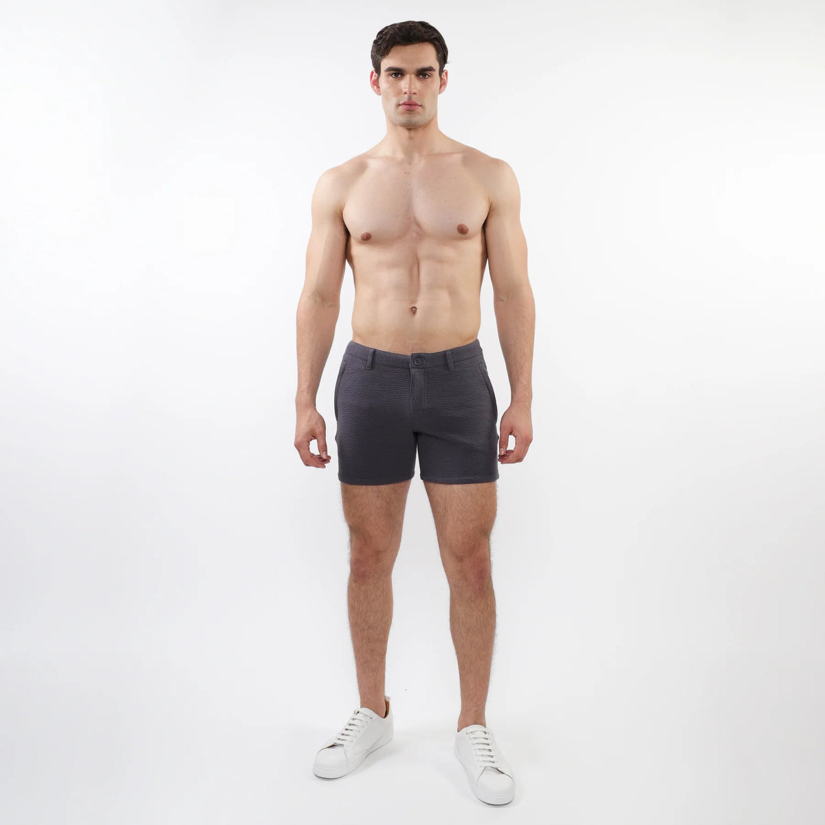 5" Textured Stretch Knit Short (Charcoal)