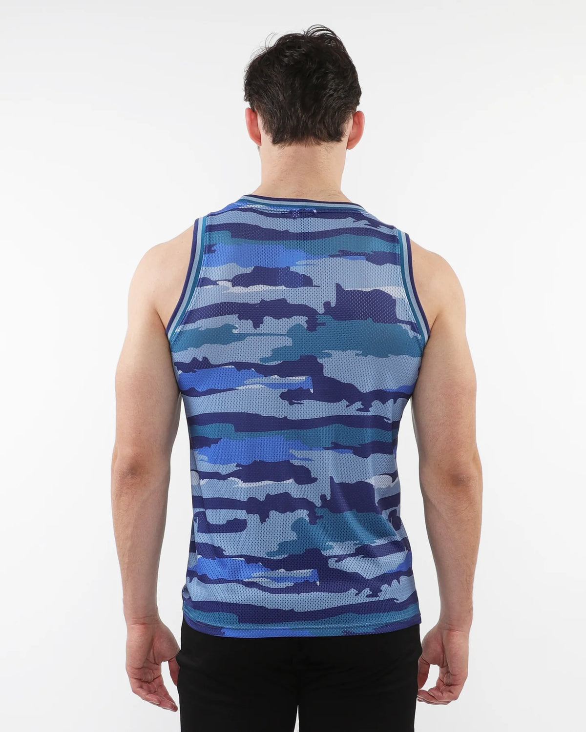 Printed Mesh Tank Top (Cobalt Camo)