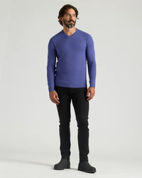Dressy V-Neck Sweater (Blueberry)