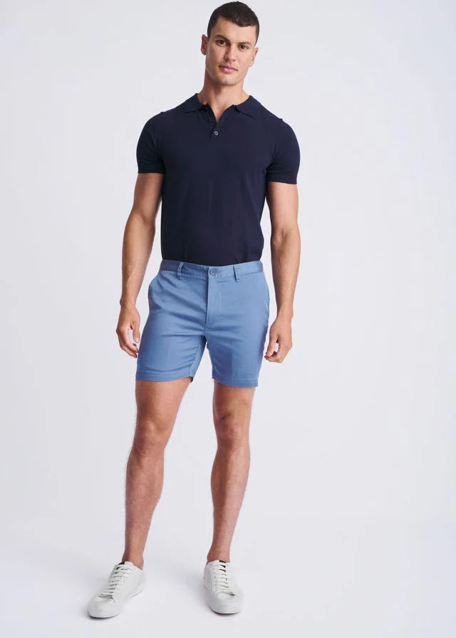 Textured Stretch Chino Short (Blue Fin)