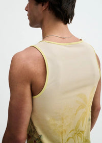 Printed Mesh Knit Tank (Gold/Green Tropics)