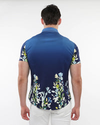 Printed Cotton Short Sleeve Shirt (Marine Floral)