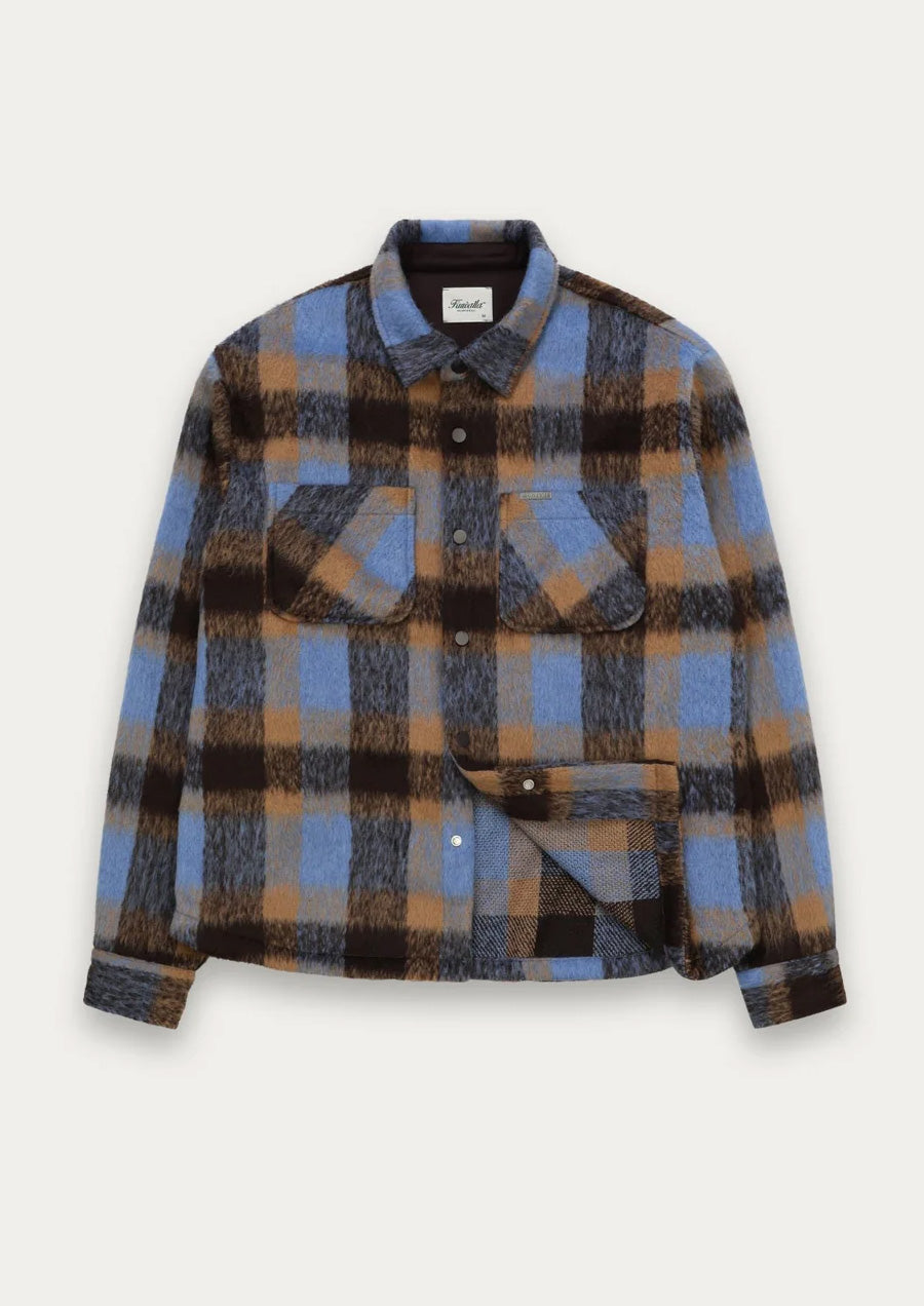 Snap Plaid Overshirt (Blue)
