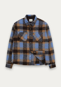 Snap Plaid Overshirt (Blue)