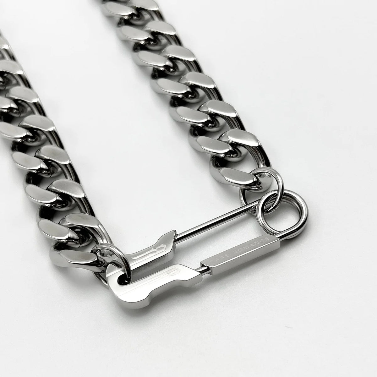 Safety Pin Chunky Cuban Chain (Silver)