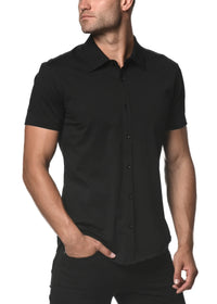 Solid Knit Stretch Shirt (Black)