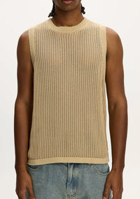 Knitted Sleeveless Tee (Beige)